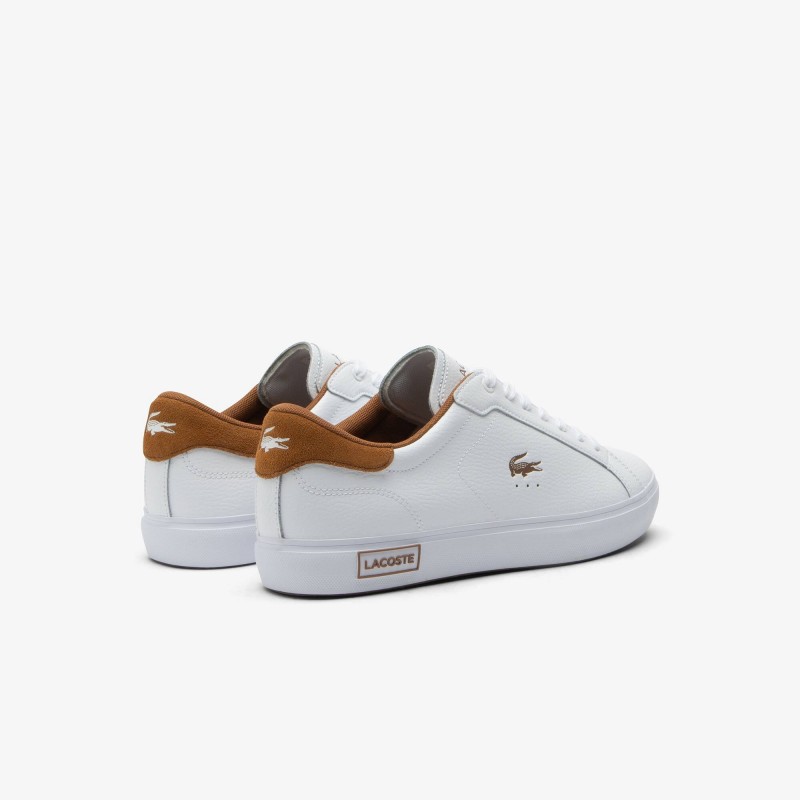 Giày Lacoste Powercourt Leather Nam - Trắng Nâu