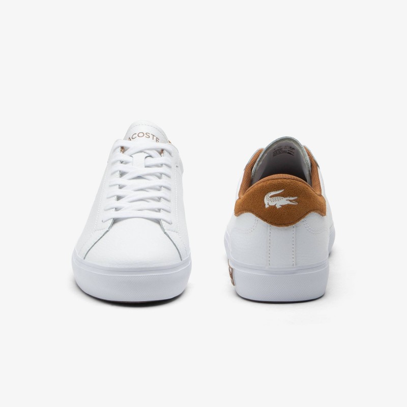 Giày Lacoste Powercourt Leather Nam - Trắng Nâu