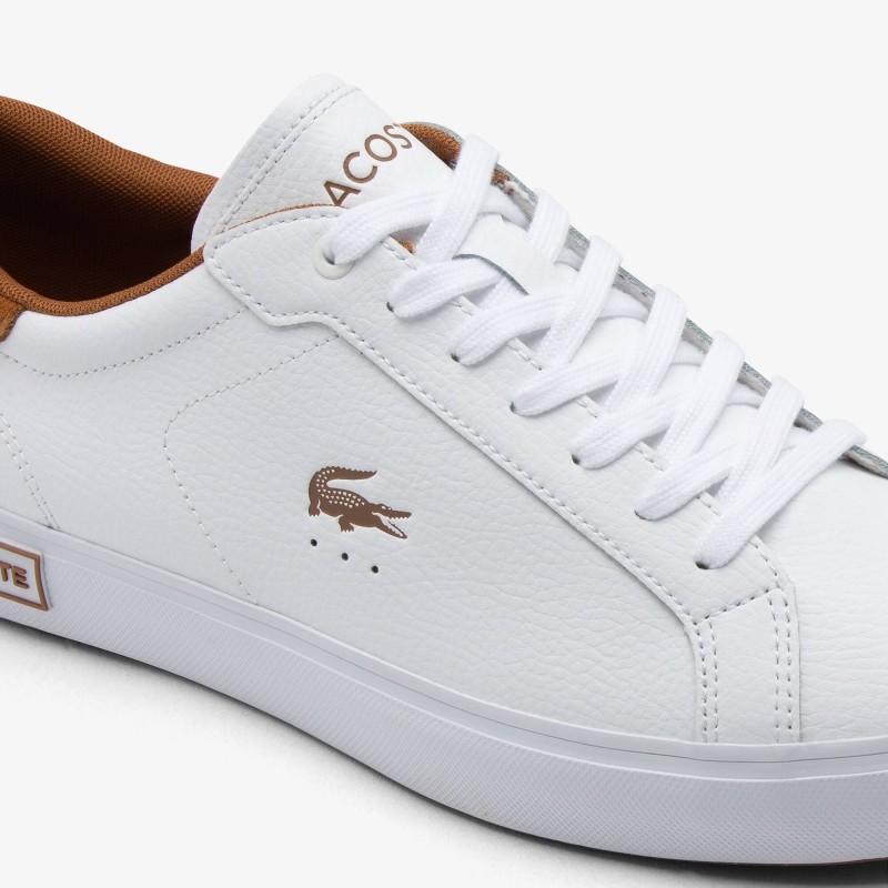 Giày Lacoste Powercourt Leather Nam - Trắng Nâu