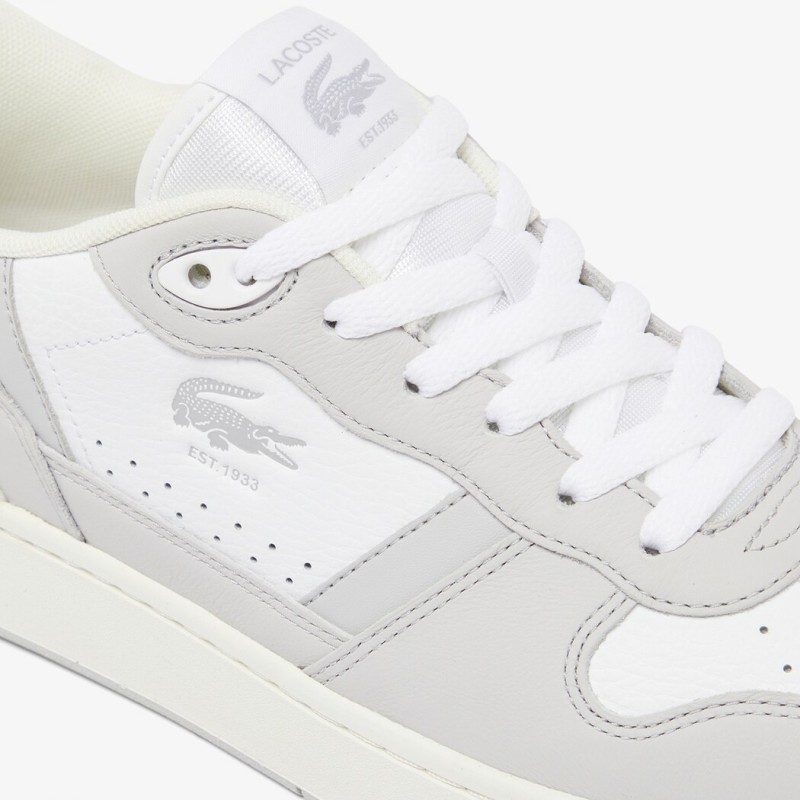 Giày Lacoste T-Clip Leather Nam - Xám Trắng