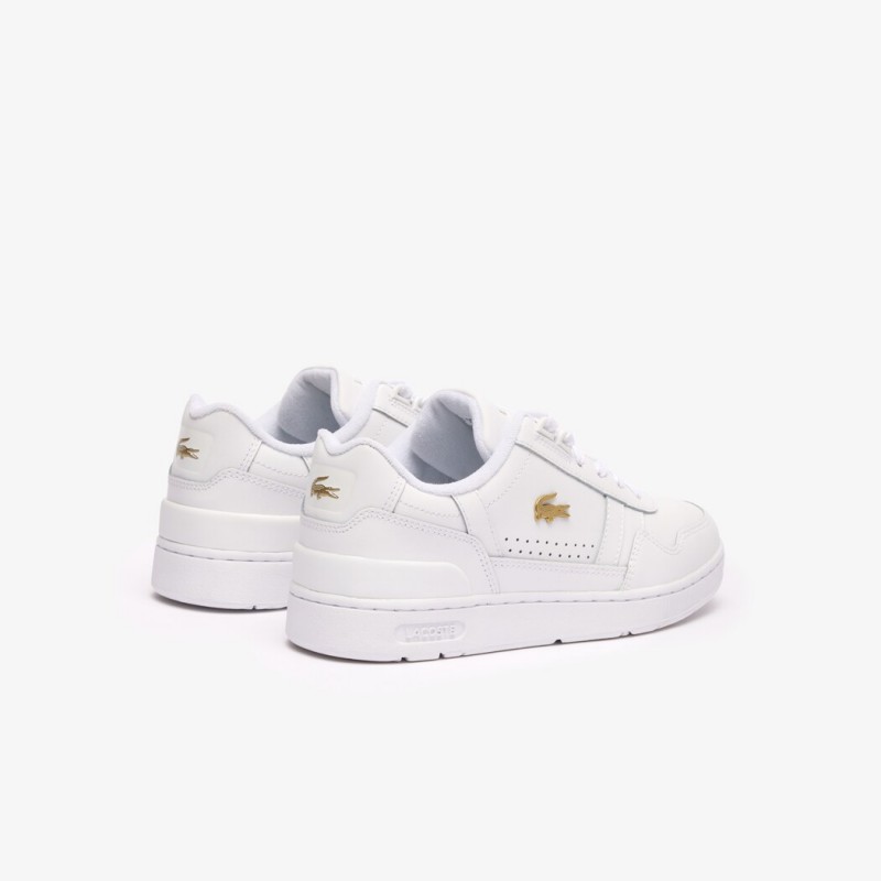 Giày Lacoste T-Clip Leather Nữ - Trắng Gold