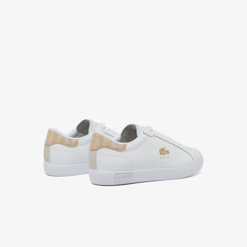 Giày Lacoste PowerCourt Leather Nữ - Trắng Gold