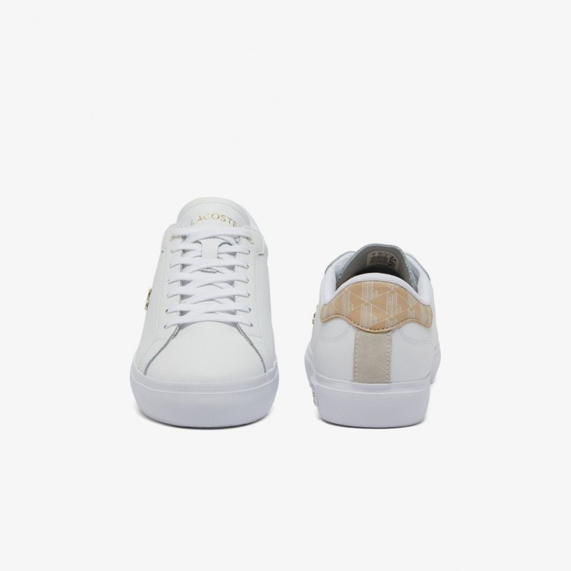 Giày Lacoste PowerCourt Leather Nữ - Trắng Gold