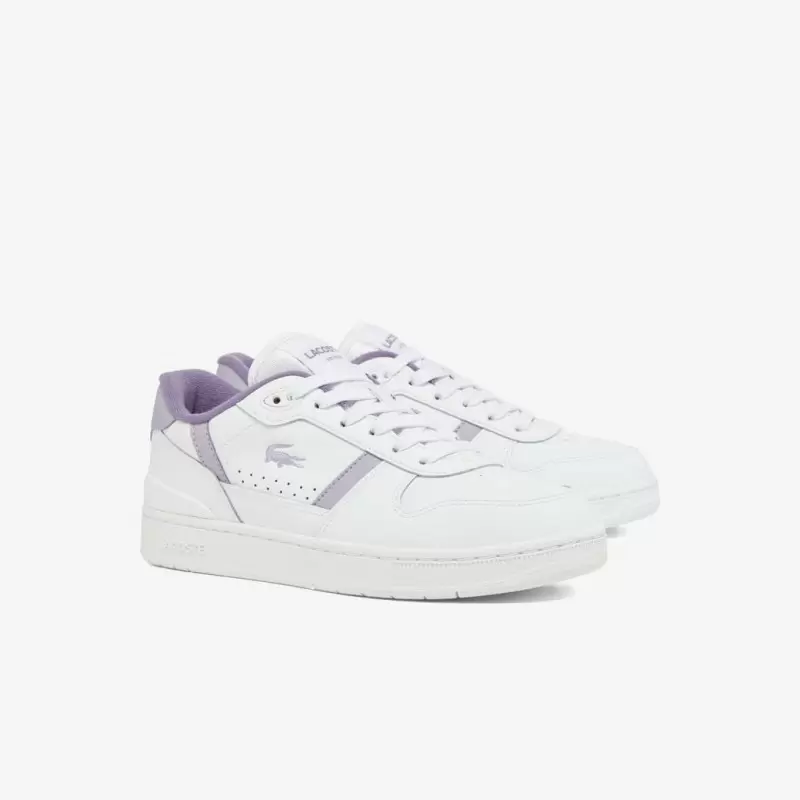 Giày Lacoste T-Clip Leather Nữ - Trắng Tím