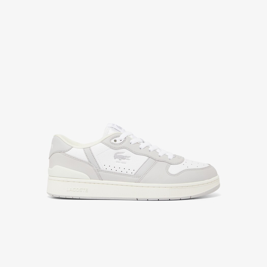 Giày Lacoste T-Clip Leather Nam - Xám Trắng